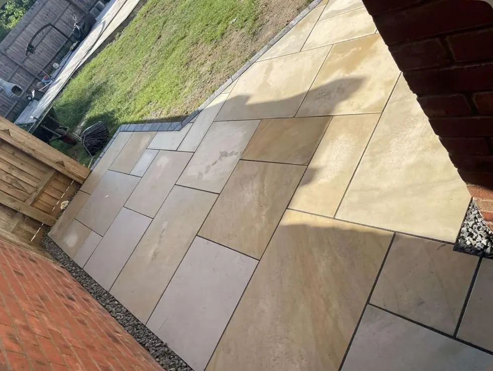 Indian sandstone patio in Bath garden